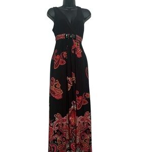 Sleeveless Maxi Dress Paisley print Stretchy size 10